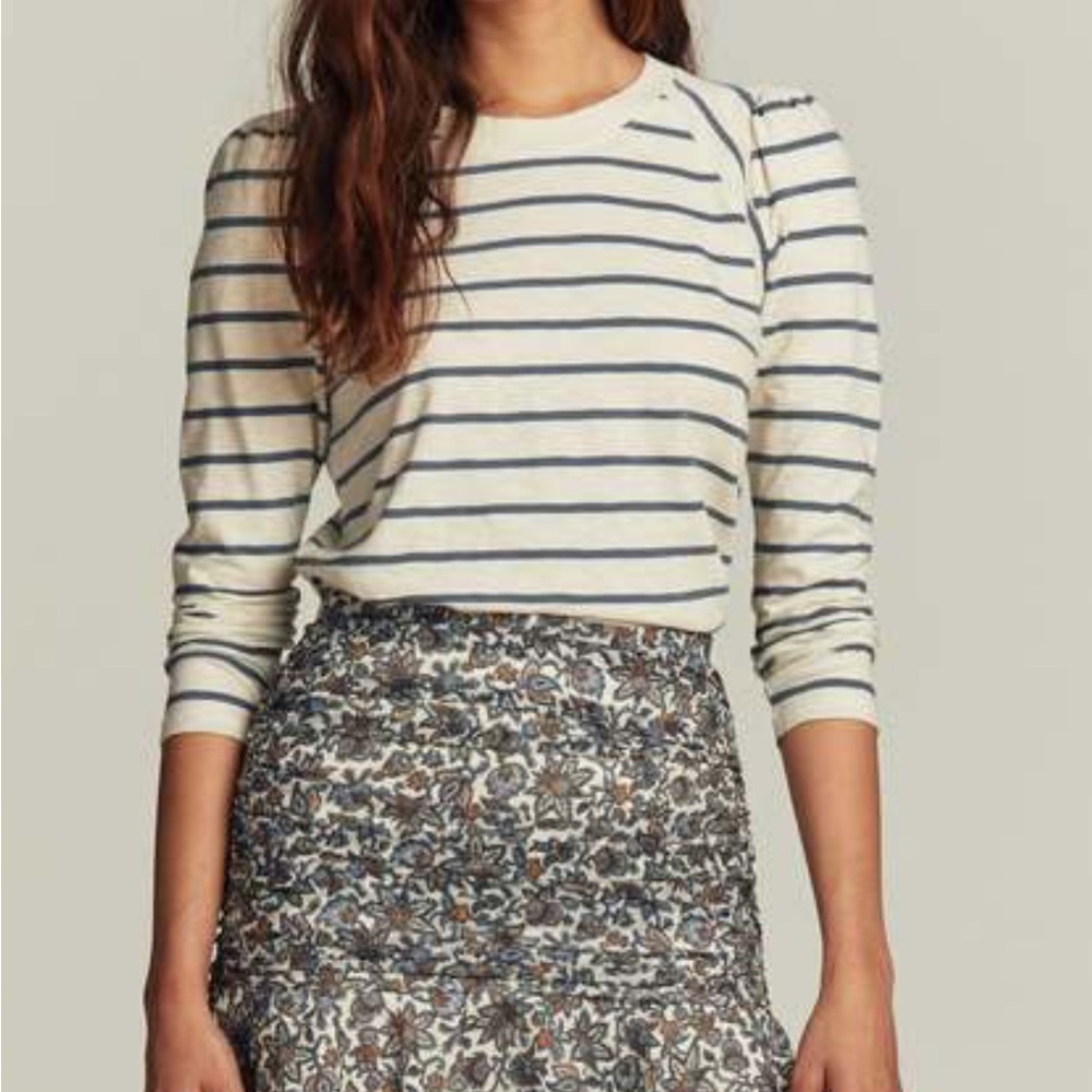 Veronica Beard Cream and Navy Striped Top